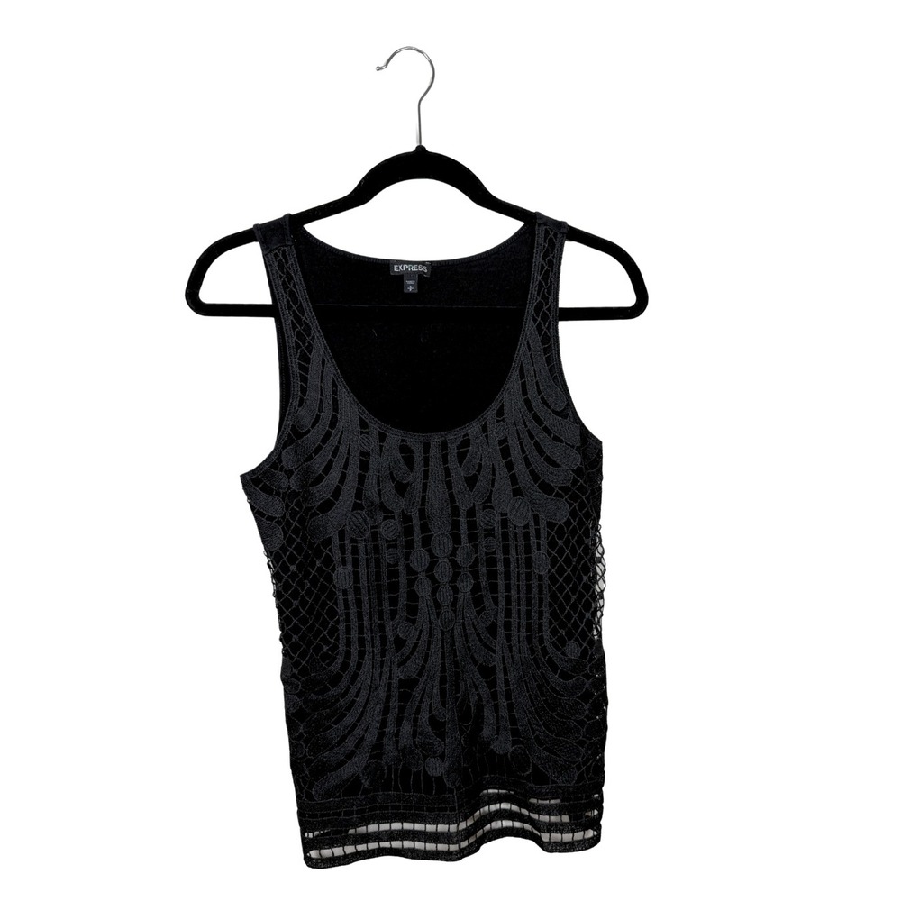 Express Black Crochet Lace Knit Tank Top Small